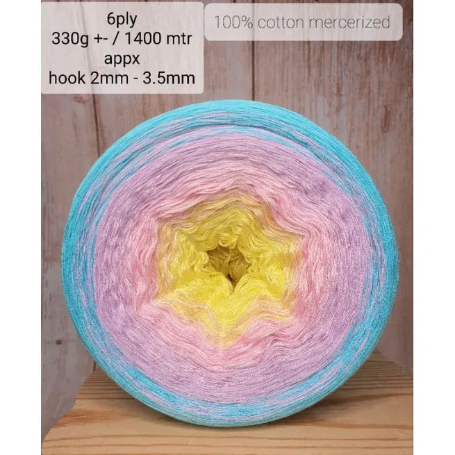 Cotton Mercerized Cake Gradient Yarn Ombre Crochet Knitting Thread