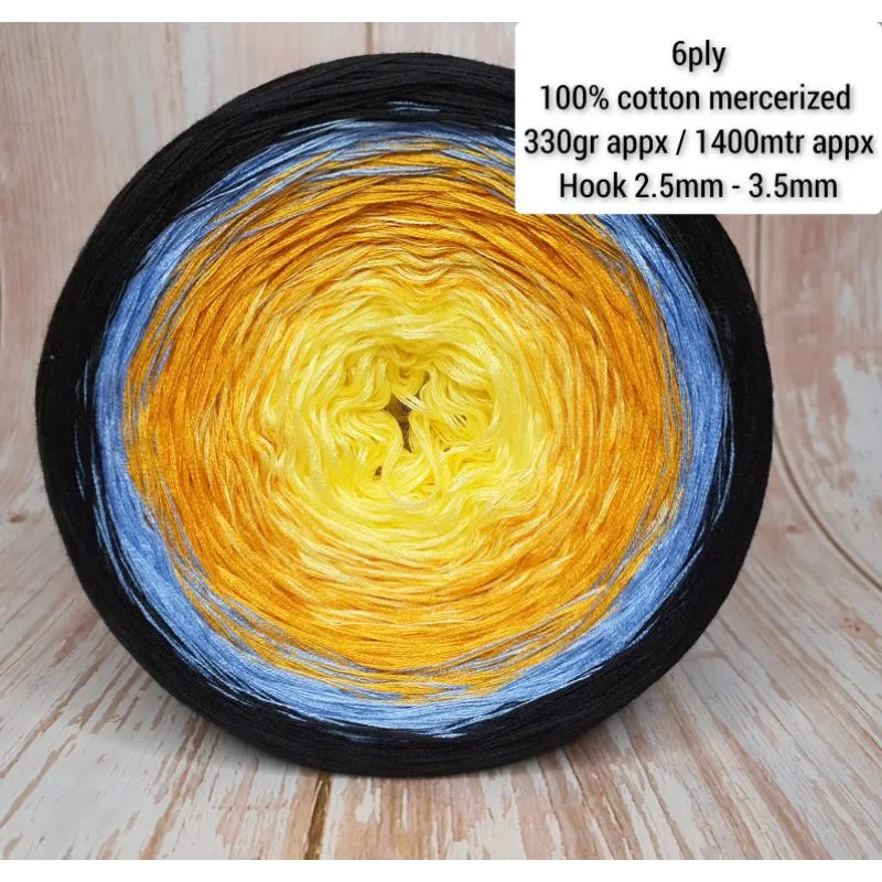 Cotton Mercerized Cake Gradient Yarn Ombre Crochet Knitting Thread