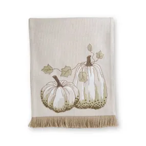 Cream Table Runner with Embroidered