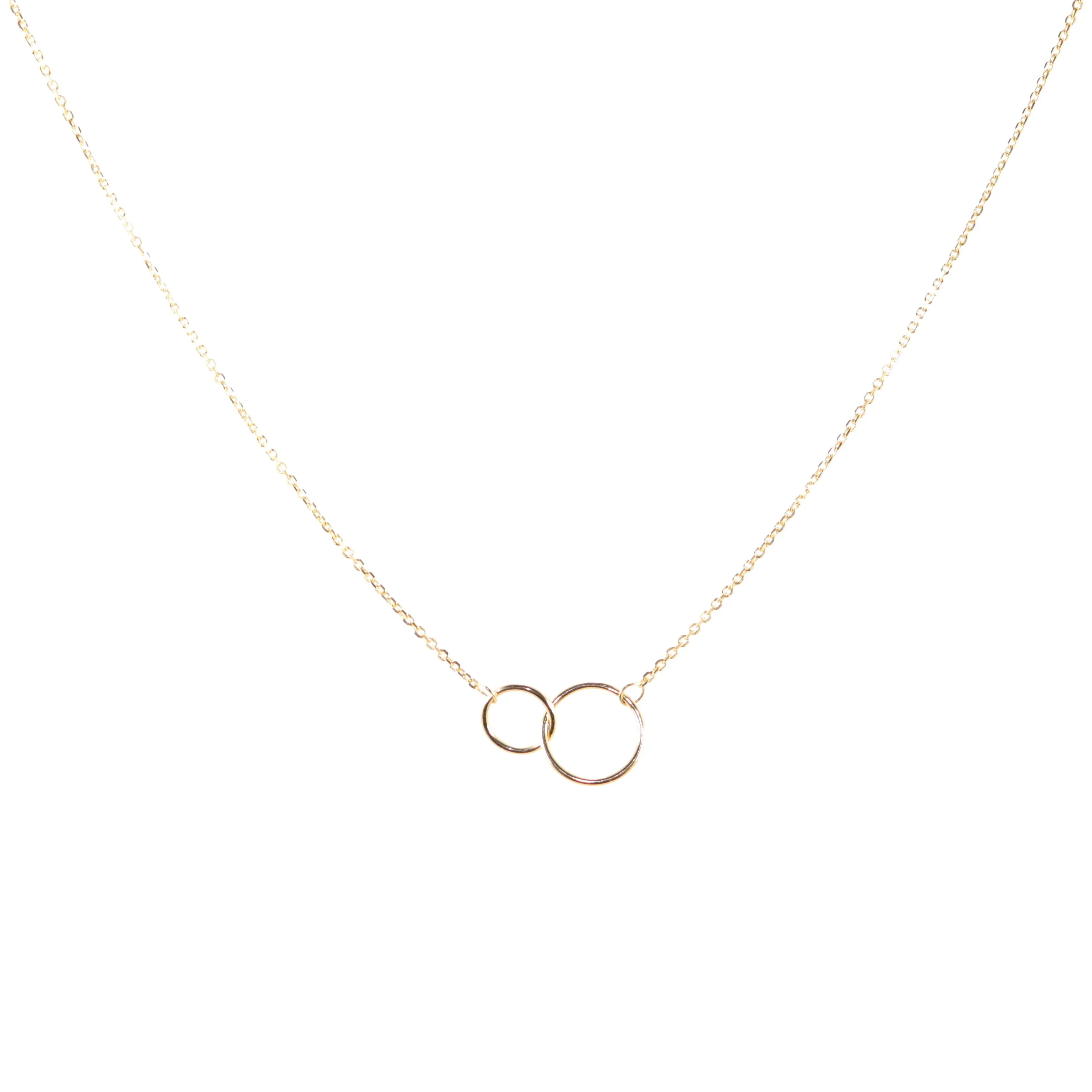 Double Trouble Gold Circle Dainty Necklace