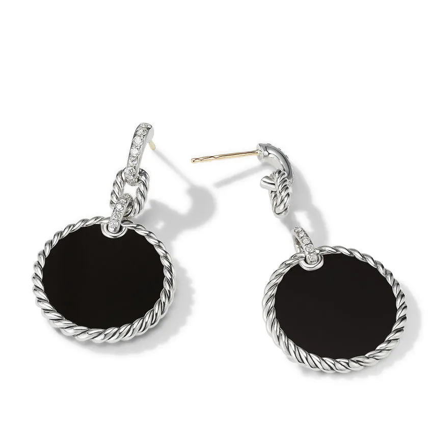 DY Elements Drop Earrings with Black Onyx and Pavé Diamonds