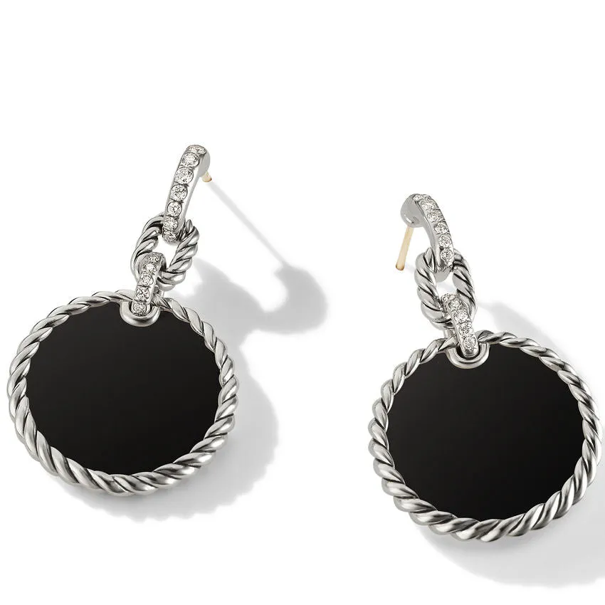 DY Elements Drop Earrings with Black Onyx and Pavé Diamonds