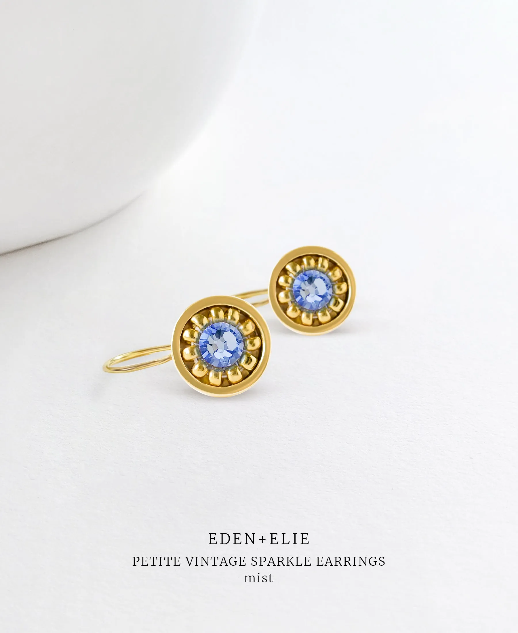 EDEN   ELIE Petite Vintage Sparkle drop earrings - Mist Blue