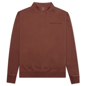 Embroidered Logo Quarter Zip Sweatshirt - Mauve