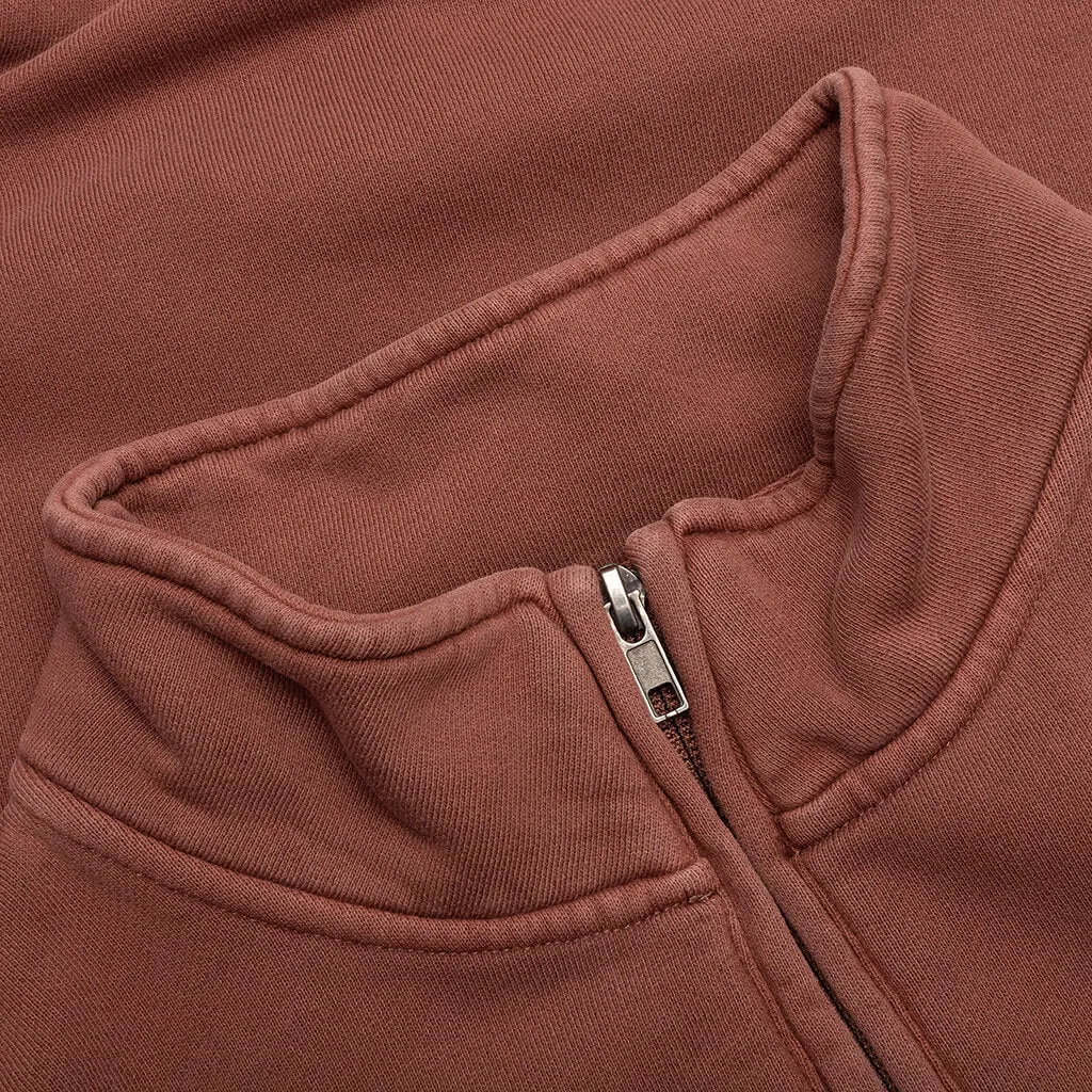 Embroidered Logo Quarter Zip Sweatshirt - Mauve