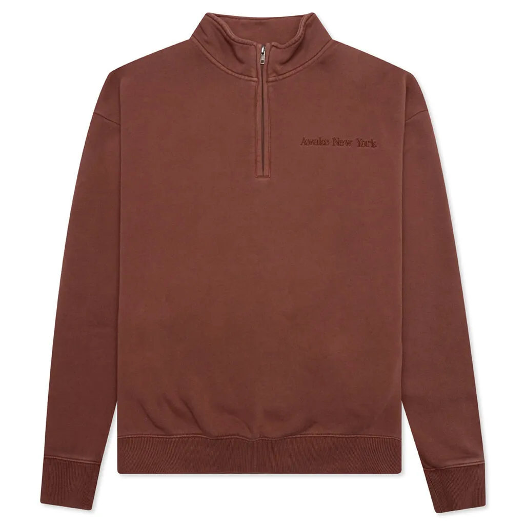 Embroidered Logo Quarter Zip Sweatshirt - Mauve