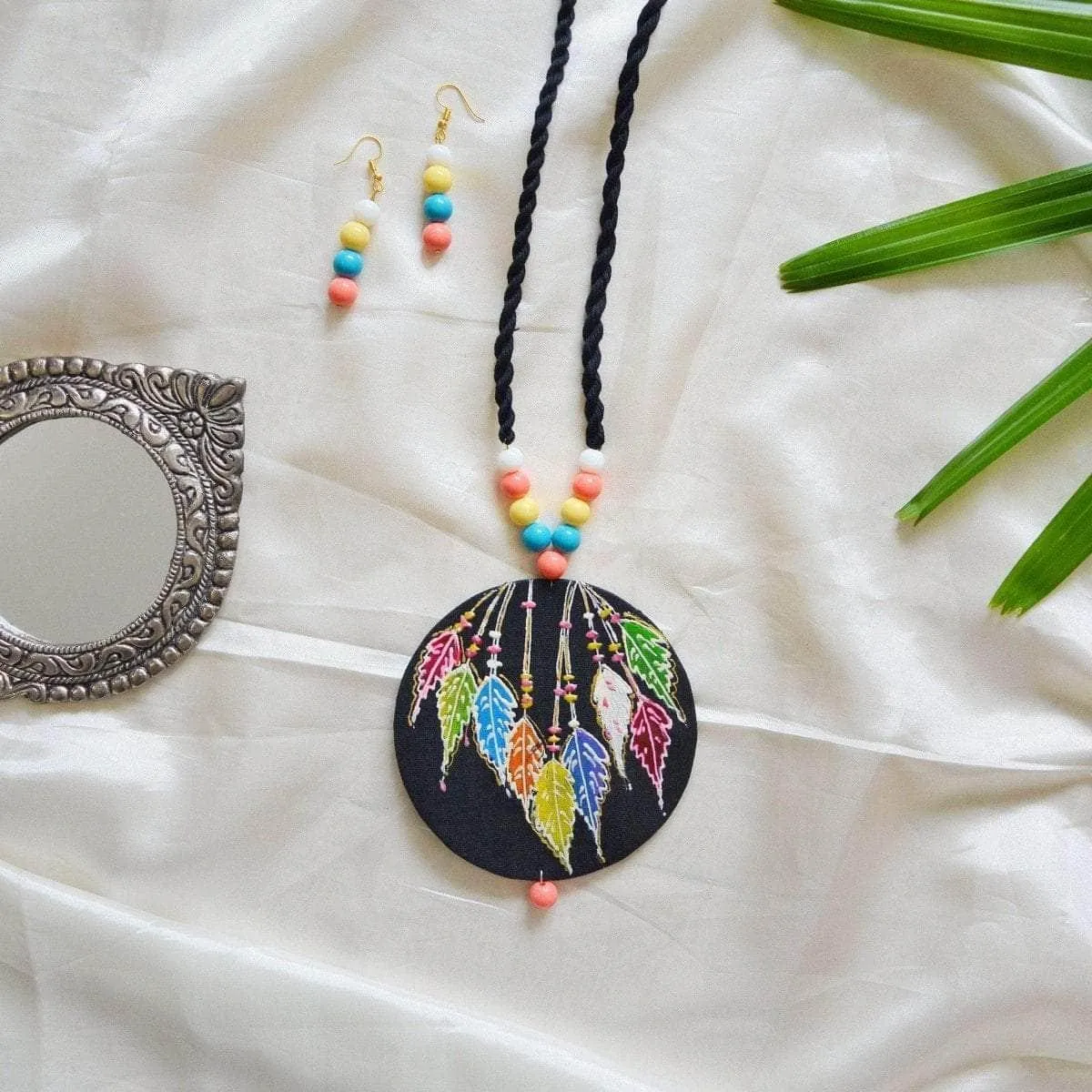 Feathered Field Handpainted Pink (Necklace) Set