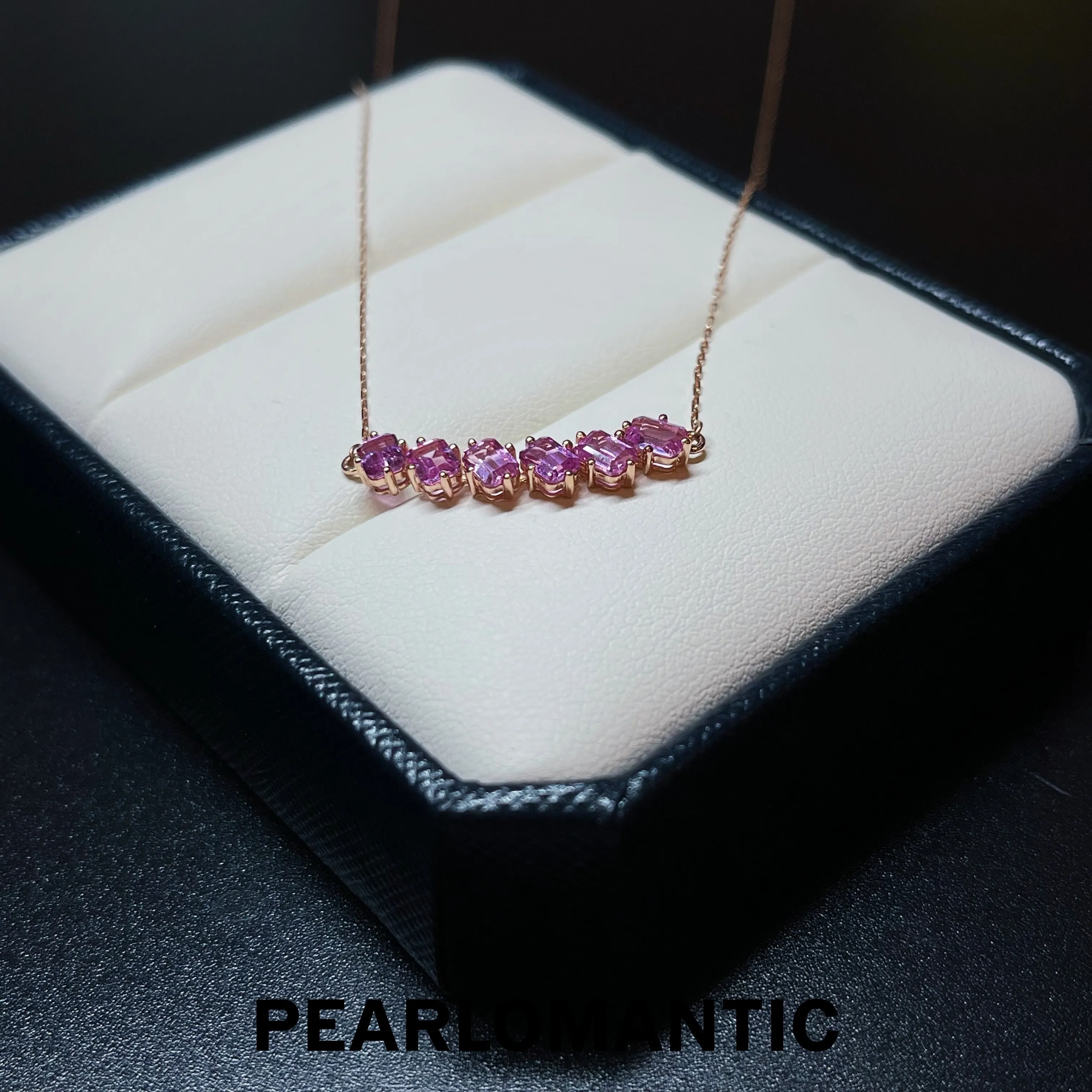 [Fine Jewelry] Pink Sapphire 1.5ct Smile Design Necklace w/ 18k Rose Gold