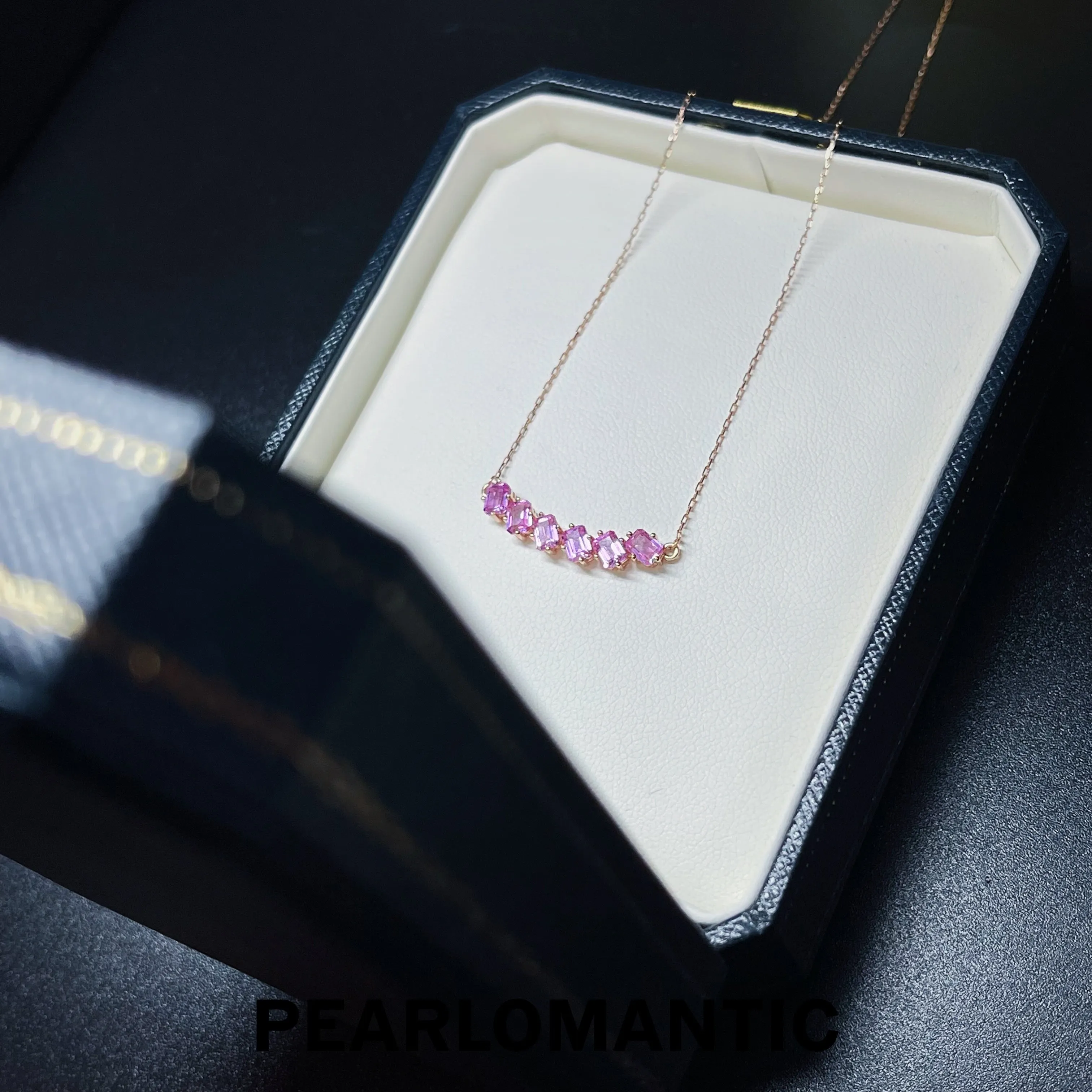 [Fine Jewelry] Pink Sapphire 1.5ct Smile Design Necklace w/ 18k Rose Gold