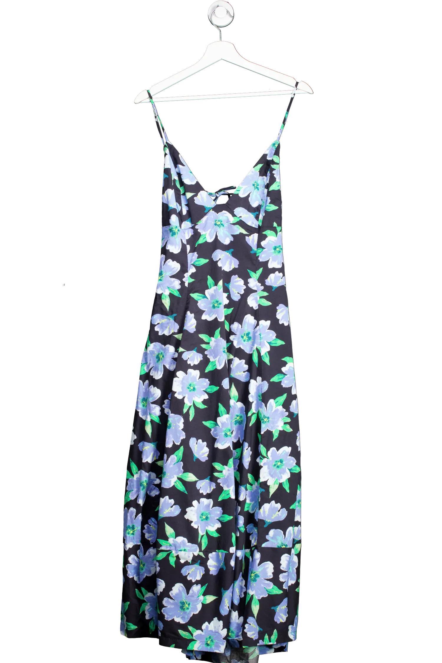 Free People Black / Blue Floral Finer Things Maxi Dress UK L