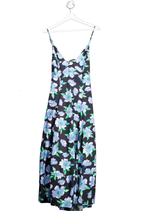 Free People Black / Blue Floral Finer Things Maxi Dress UK L