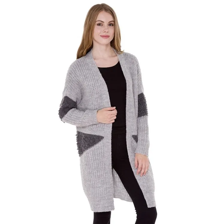 Furry Long Cardigan Poncho Outwear Shawl Cover Up