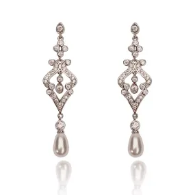 Georgian style bridal drop earrings: Pearl drop earrings