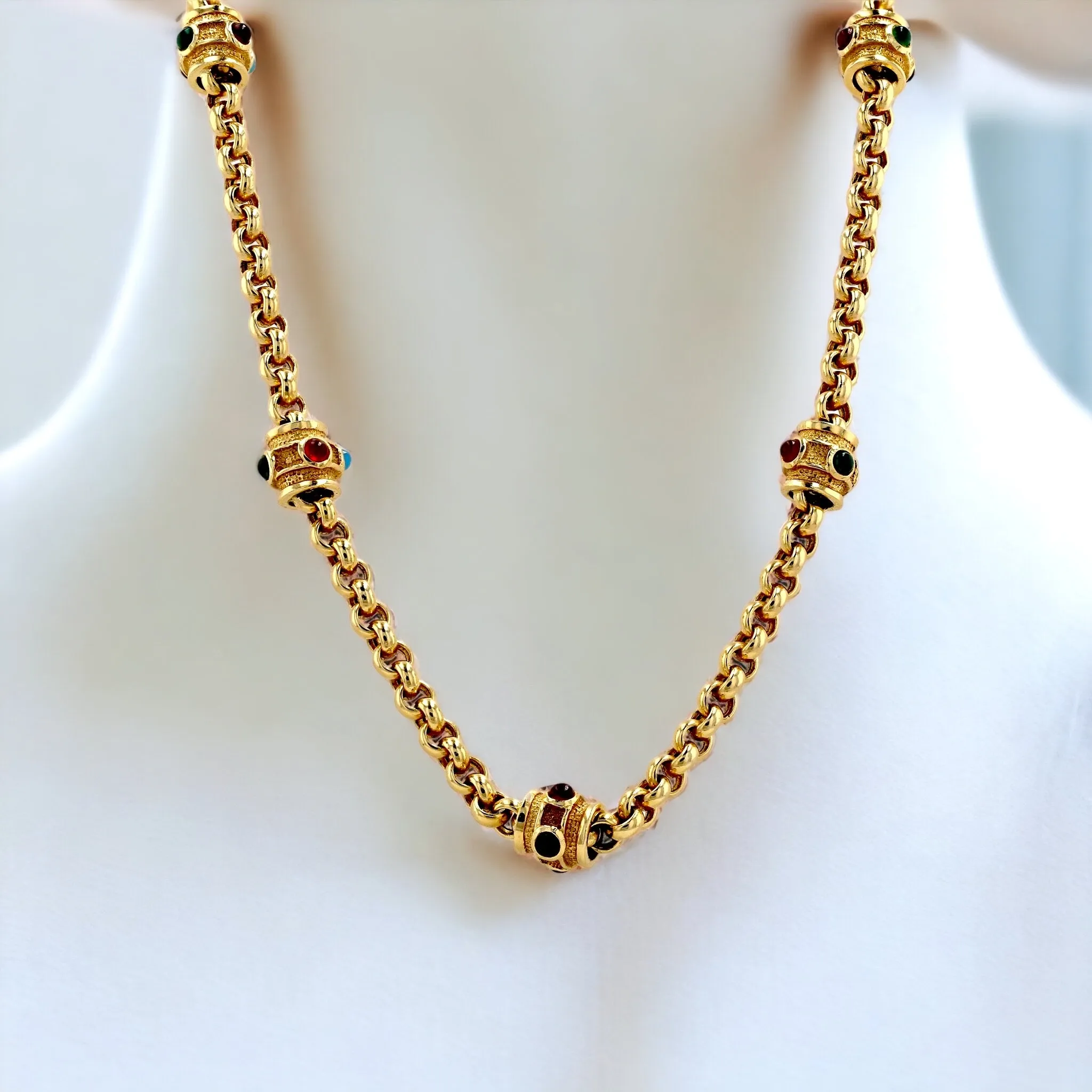 Gold 14k barrel rollo solid necklace