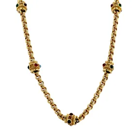 Gold 14k barrel rollo solid necklace