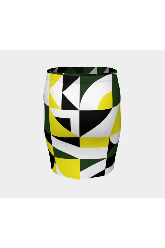 Green Abstract Fitted Skirt