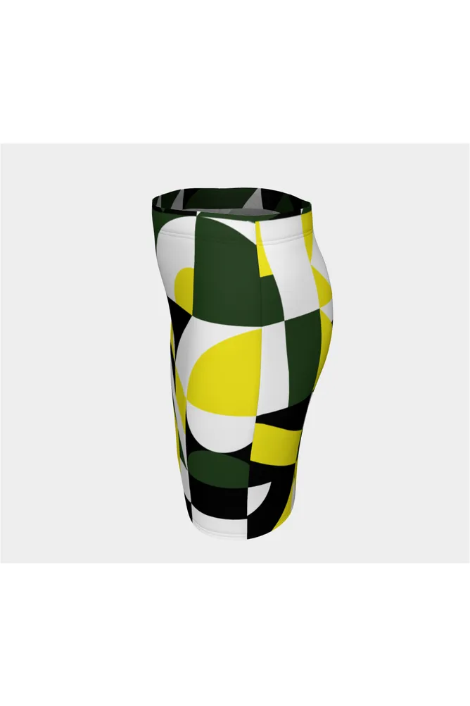 Green Abstract Fitted Skirt