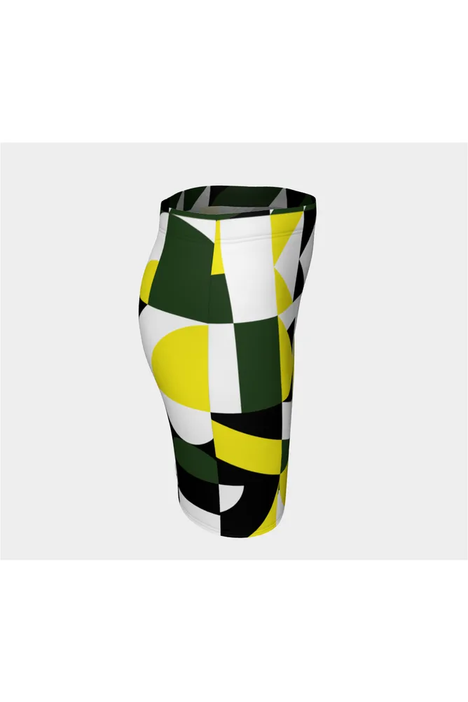 Green Abstract Fitted Skirt