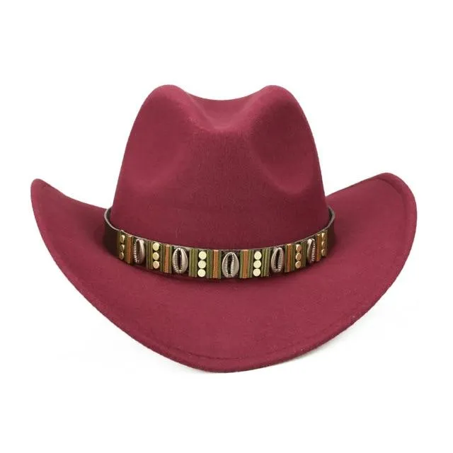 Hawaiian Cowboy Hat with Cowrie Shell Metal Belt Band