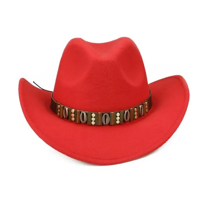 Hawaiian Cowboy Hat with Cowrie Shell Metal Belt Band