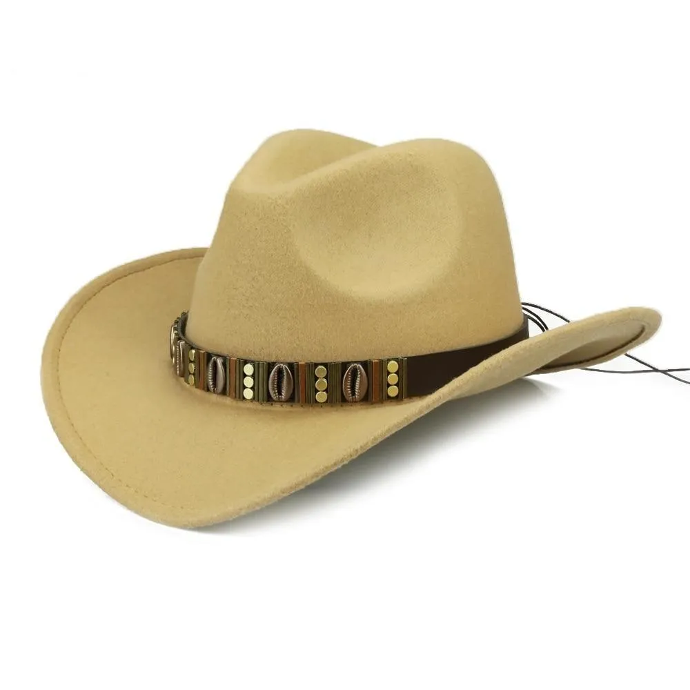 Hawaiian Cowboy Hat with Cowrie Shell Metal Belt Band