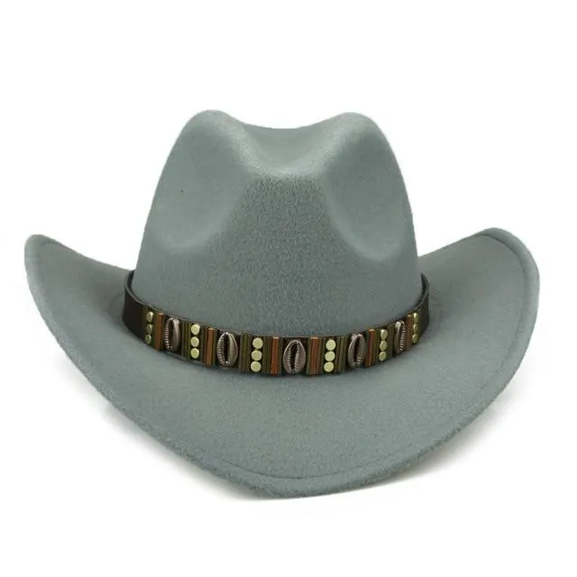 Hawaiian Cowboy Hat with Cowrie Shell Metal Belt Band