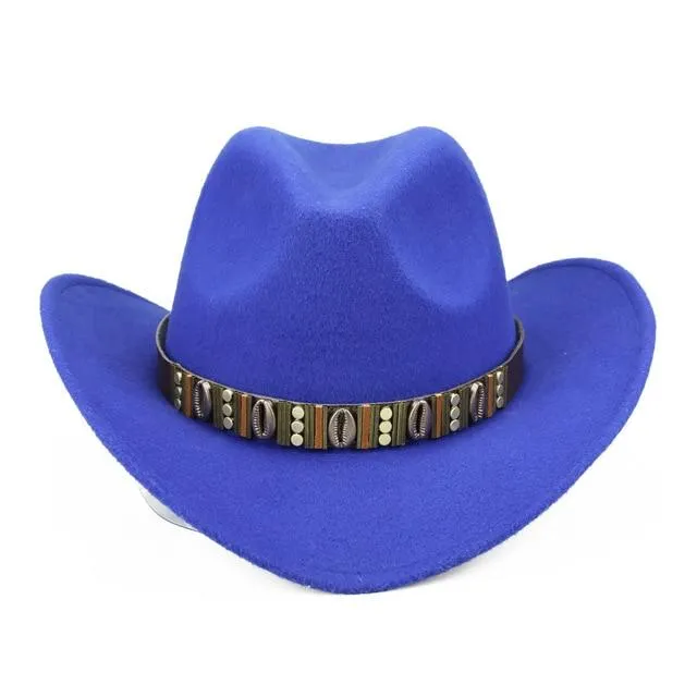 Hawaiian Cowboy Hat with Cowrie Shell Metal Belt Band