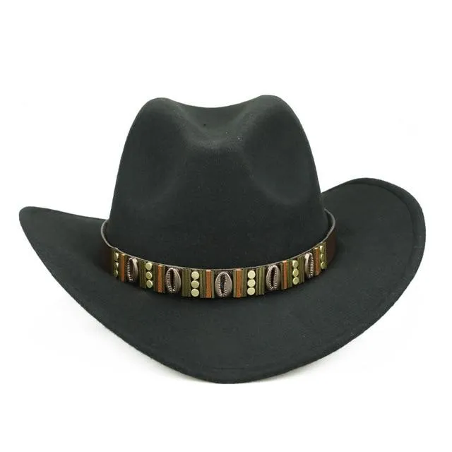 Hawaiian Cowboy Hat with Cowrie Shell Metal Belt Band