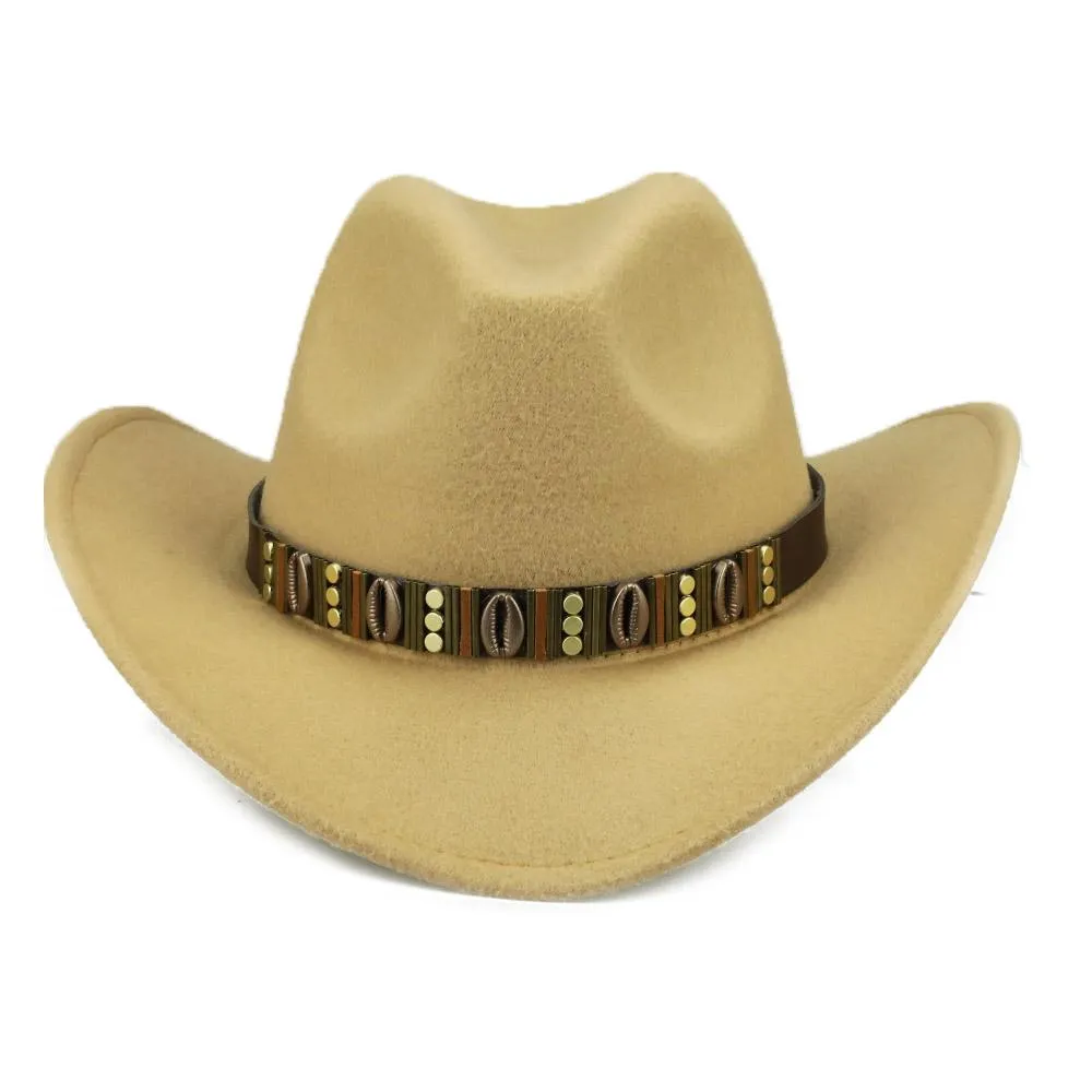 Hawaiian Cowboy Hat with Cowrie Shell Metal Belt Band