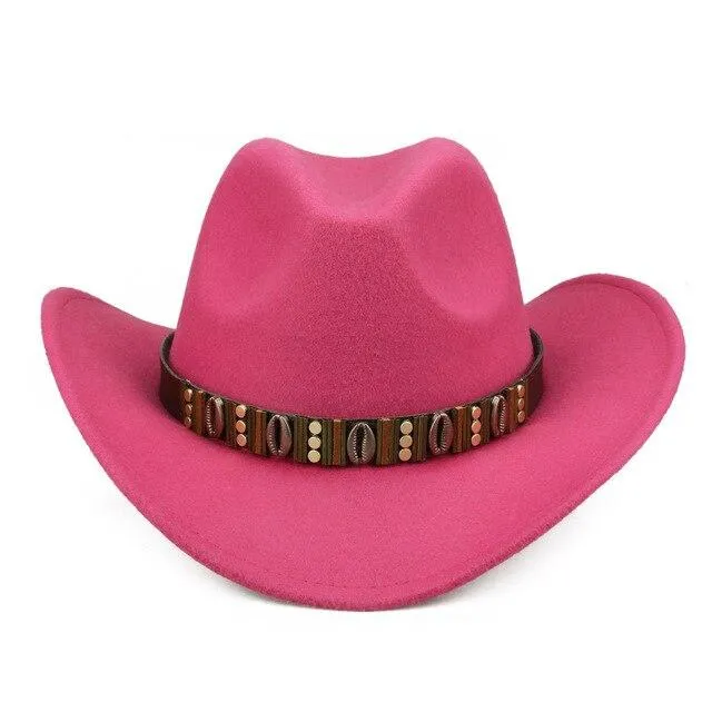 Hawaiian Cowboy Hat with Cowrie Shell Metal Belt Band