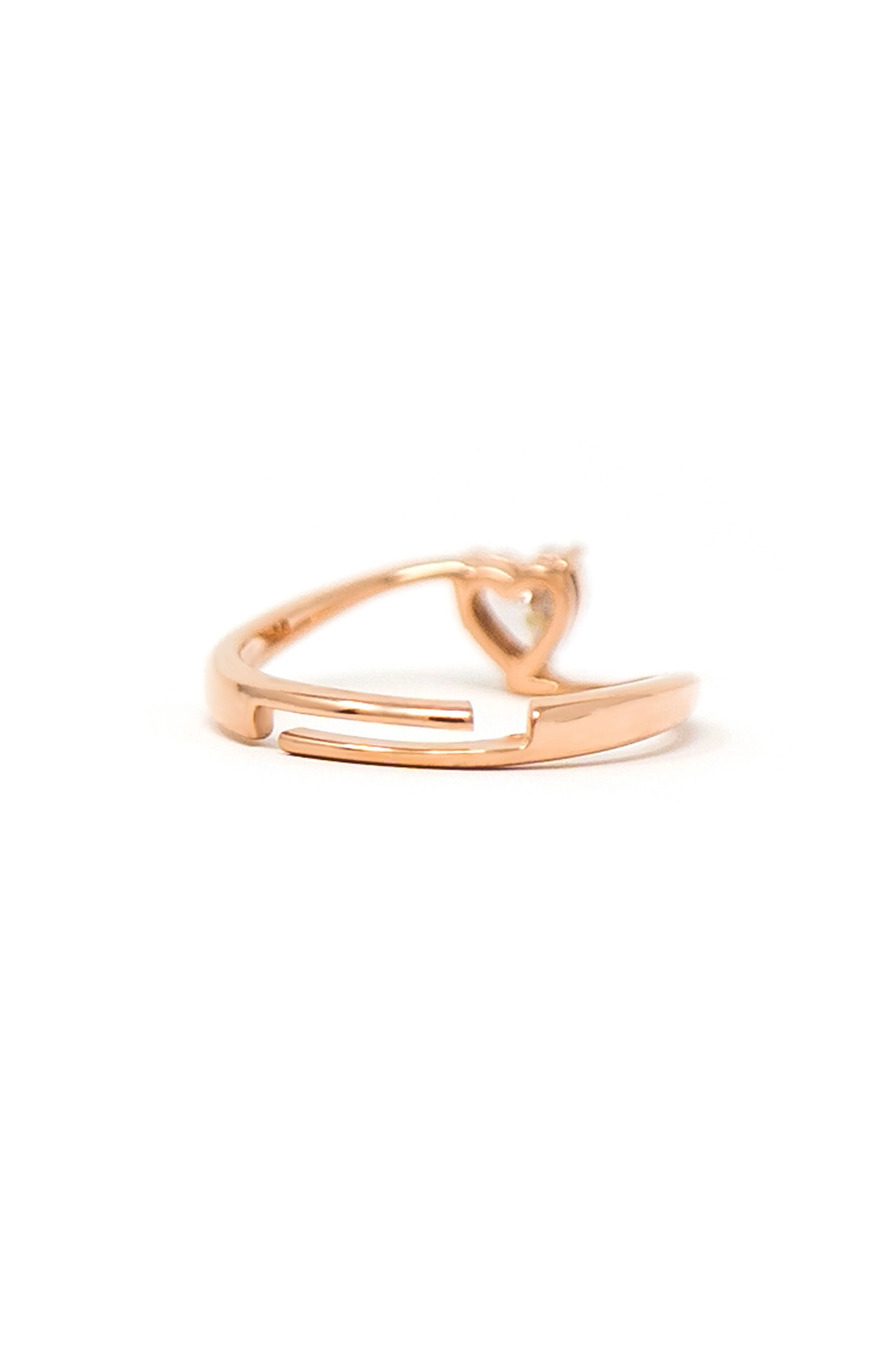 Heart Solitaire Gold Plated Sterling Silver Adjustable Ring