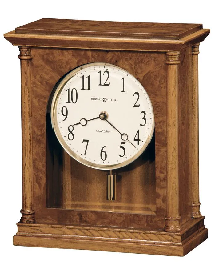 Howard Miller Carly Chiming Pendulum Mantel Clock - Golden Oak Finish