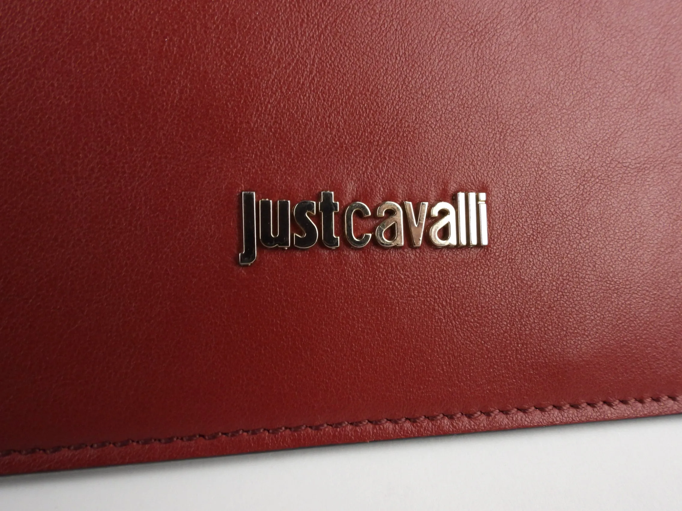 Just Cavalli Red Leather Shoulder Pouch