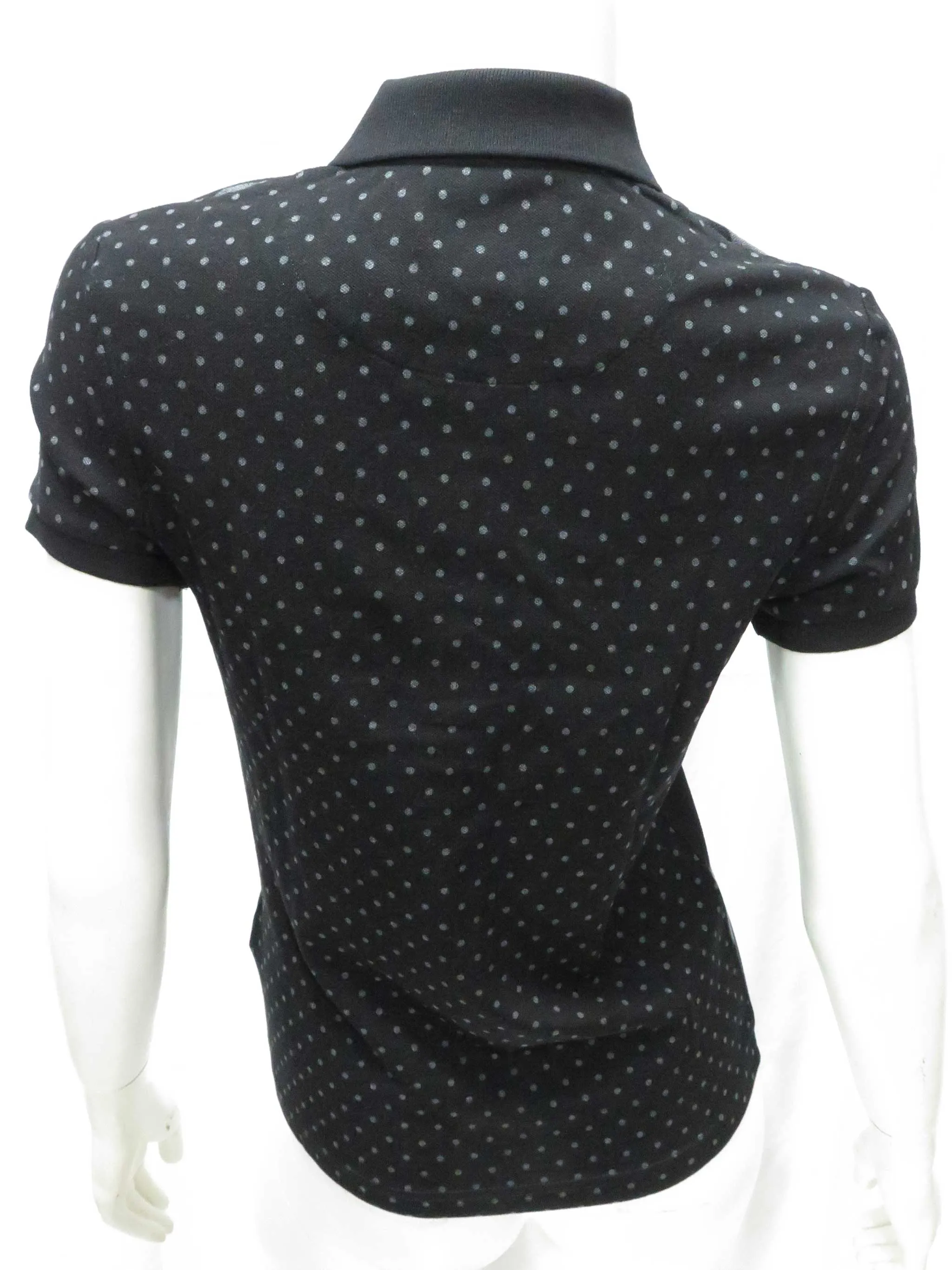 LADIES DOUBLE DOT FRED PERRY SHIRT (BLACK/GREY)