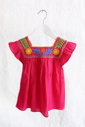 LAS NIAS KIDS MEXICAN EMBROIDERED DRESS PINK