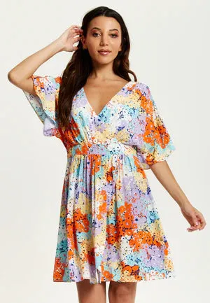 Liquorish Multicolour Floral Print Mini Dress With Open Back