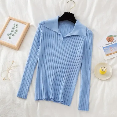 Long Sleeve Collar Shirt Top