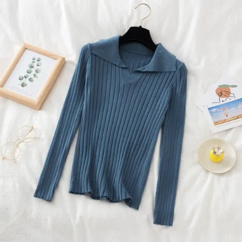 Long Sleeve Collar Shirt Top