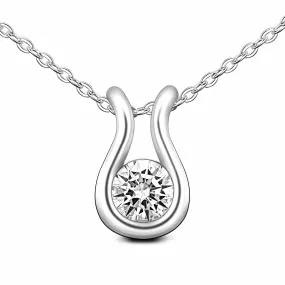 Lyre Horseshoe Cubic Zirconia Necklace Sterling Silver