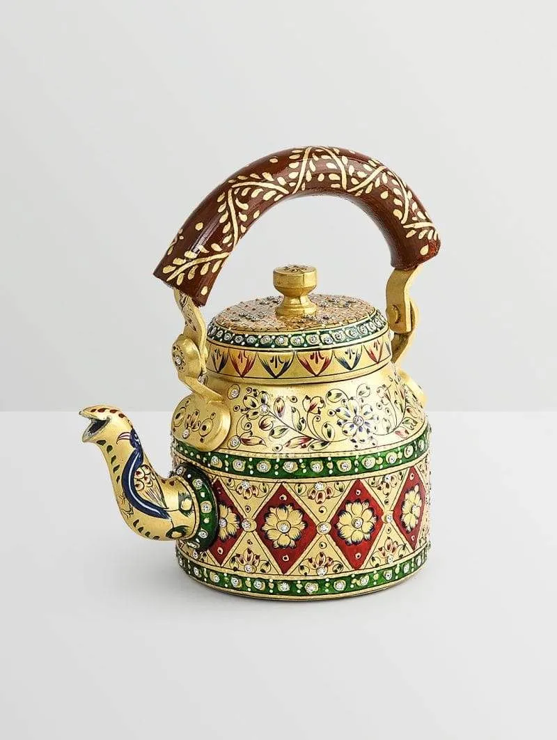 Majestic Hand Painted Tea Pot in Aluminium