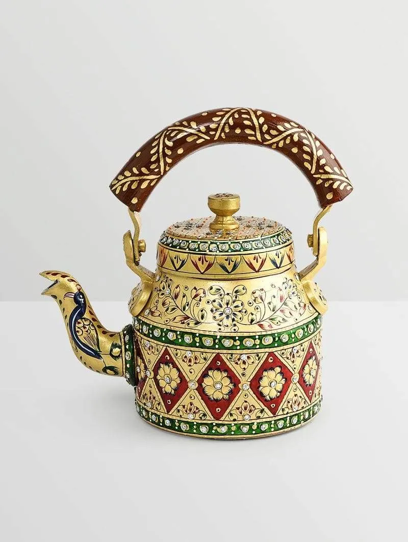 Majestic Hand Painted Tea Pot in Aluminium