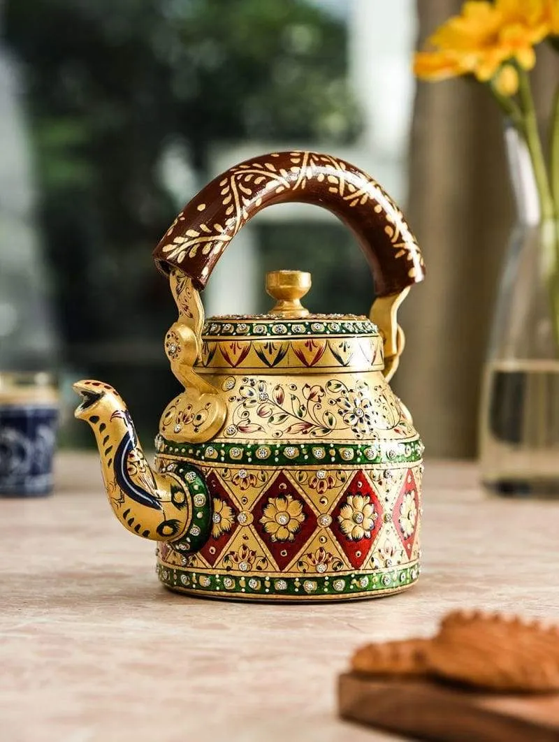 Majestic Hand Painted Tea Pot in Aluminium