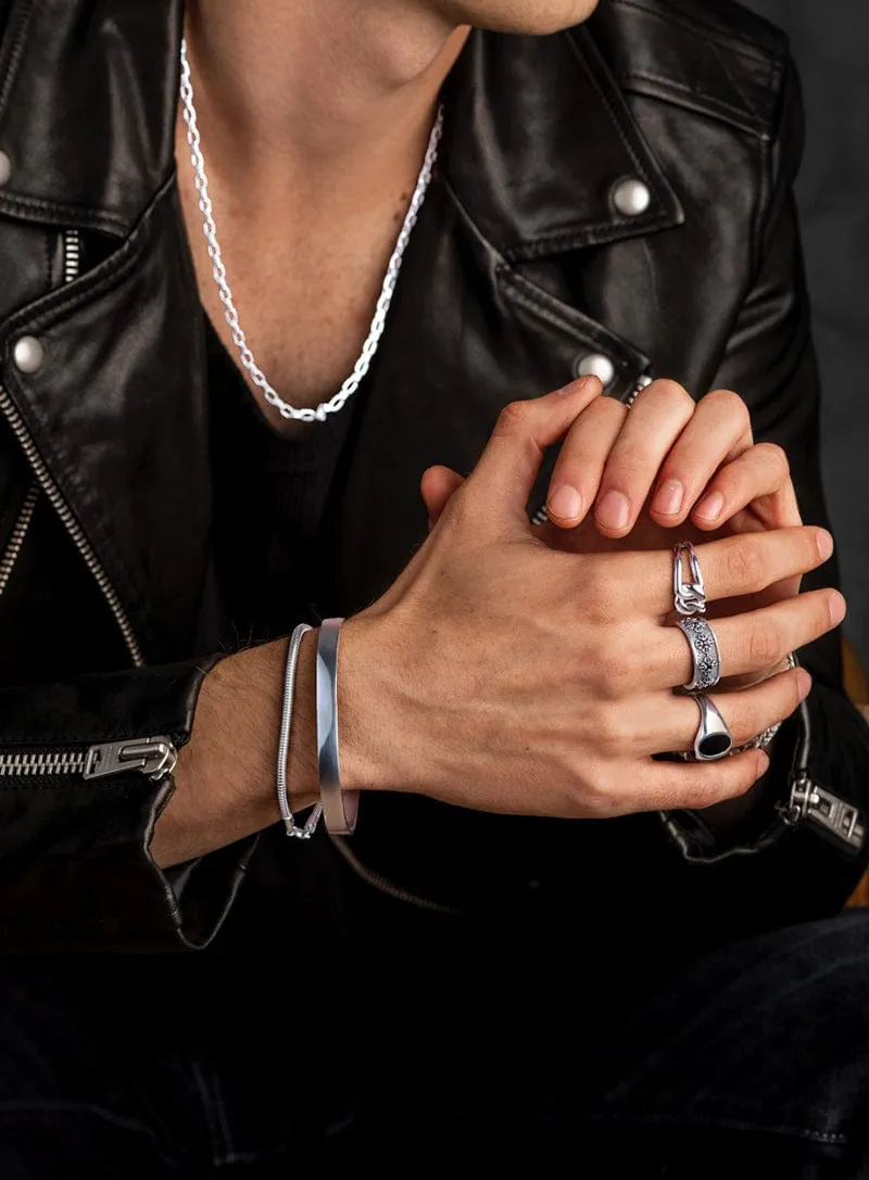 Men's Silver Round Chain Bracelet