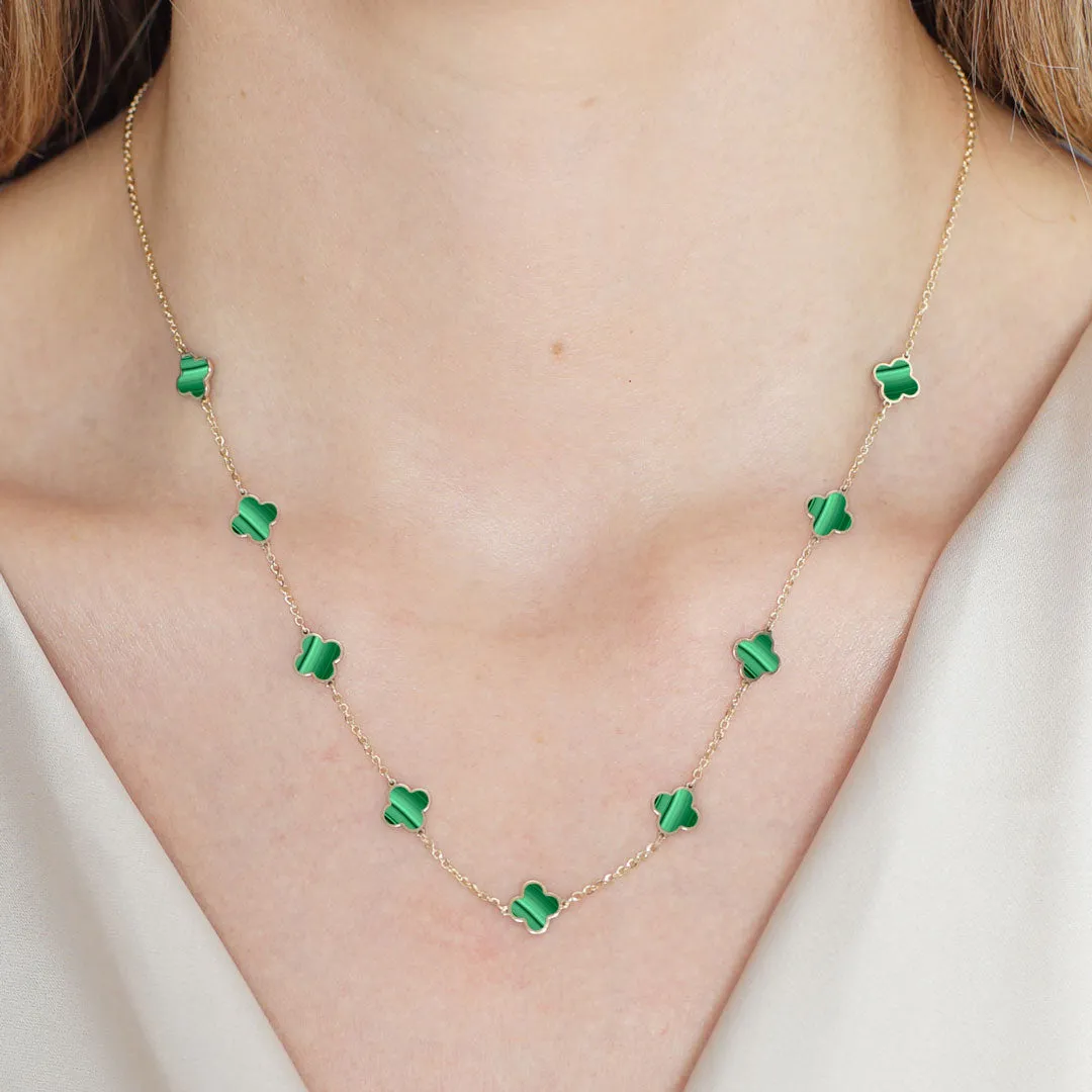 Mini Malachite Clover Necklace