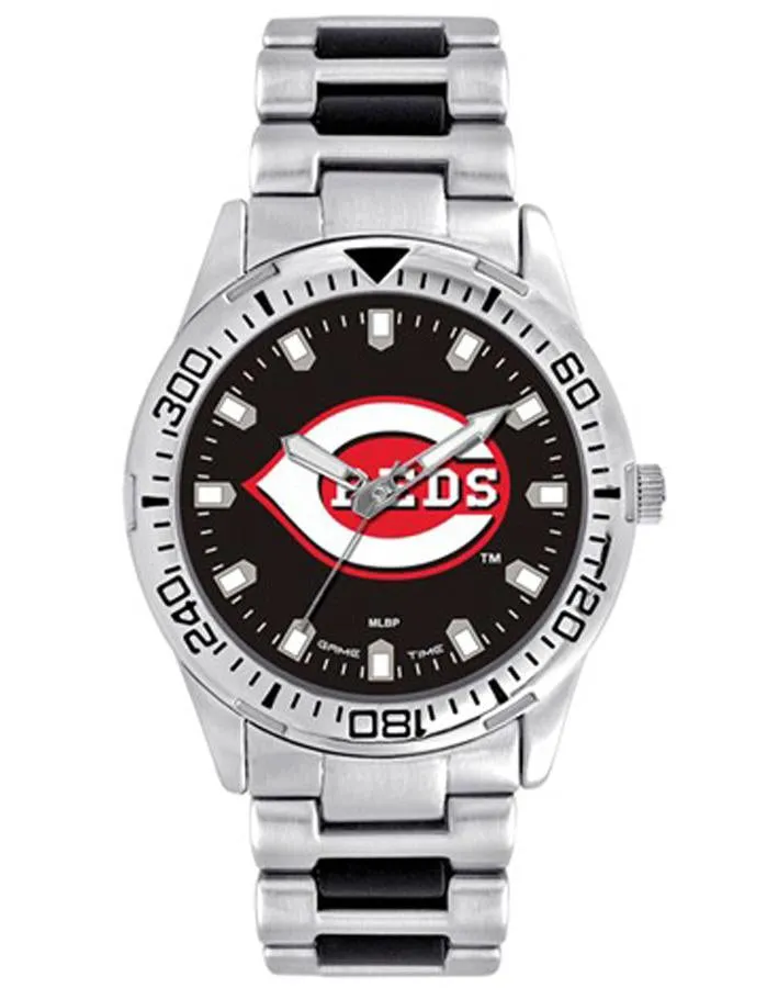 MLB Mens Cincinnati Reds Heavy Hitter Watch - Bracelet Strap - Color Logo