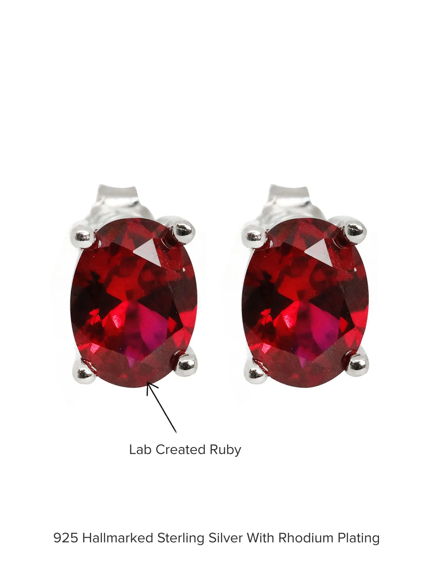 Oval Shape Ruby Solitaire Studs