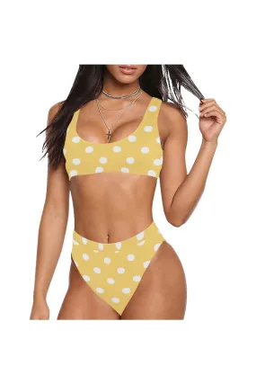 Pear Polka-dot Sport Top & High-Waist Bikini Swimsuit