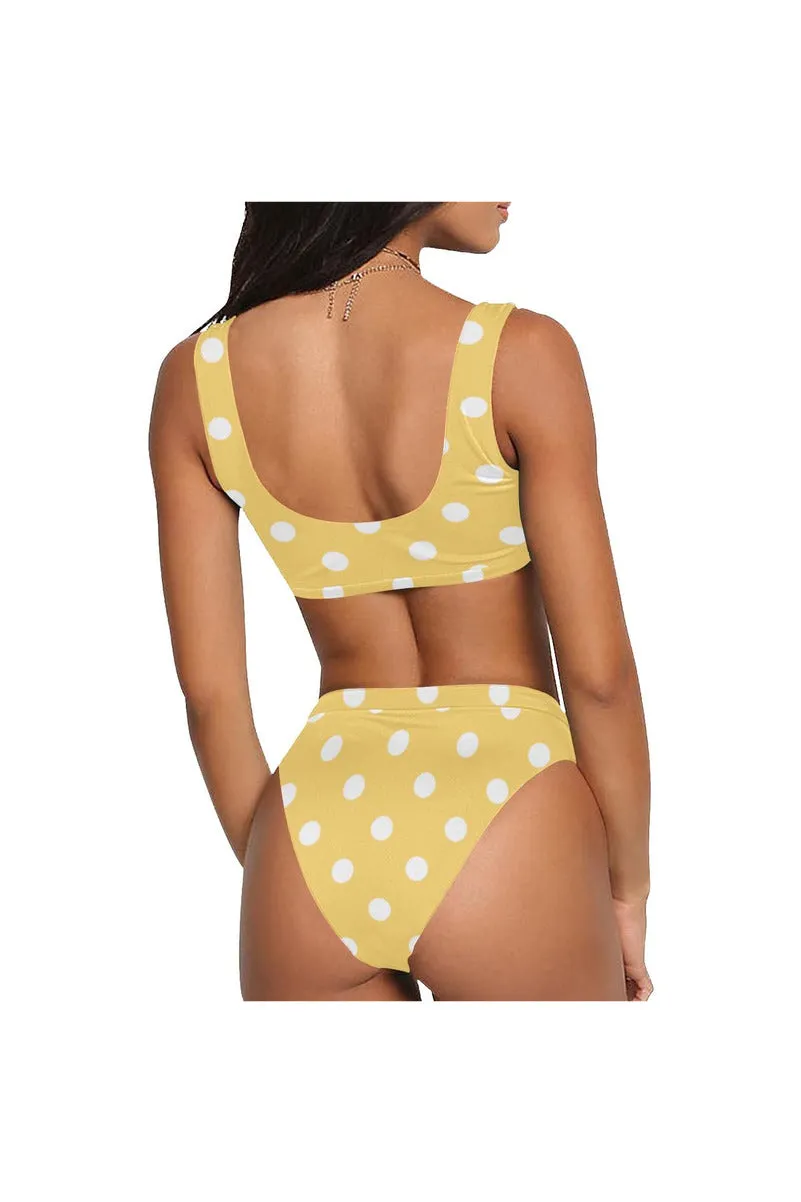 Pear Polka-dot Sport Top & High-Waist Bikini Swimsuit