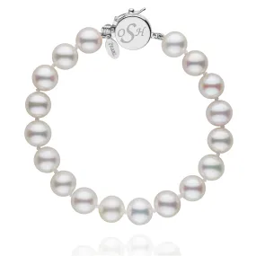 Personalized 8.5-9.0 mm White Freshadama Freshwater Pearl Circle Clasp Bracelet