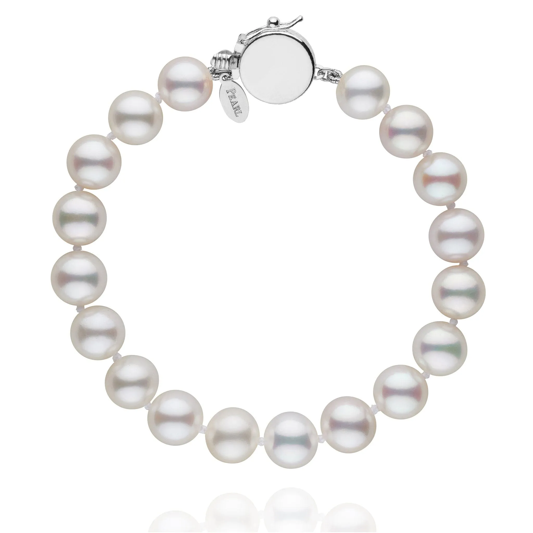 Personalized 8.5-9.0 mm White Freshadama Freshwater Pearl Circle Clasp Bracelet